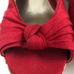 Solanz Red Open Toe Wedge Sandals Photo 13