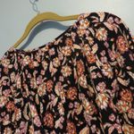 Terra & Sky  Black Floral Print Top Orange Brown Maroon Sz 1X Boho Blouse Photo 9