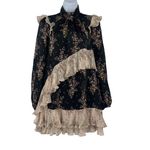 Amur Silk Devin Dress Sz 6 Whimsigoth Floral Romantic Cottage Ruffle Victorian Black Photo 1