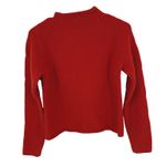 Ann Taylor  Lambswool Sweater Red/Orange Floral Mock Neck Knit Top Women M Cozy Photo 2