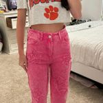 SheIn Pink Star Patch Wide Leg Jeans Photo 0