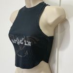 Boys Lie Tank Top One Size Black Bat Ribbed Crop Studded Gothic Y2K Streetwear Photo 5