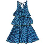 Rhode Leela Tiered Abstract Print Cotton Midi Dress in Blue Ikat Size Medium Photo 5