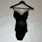 Forever 21 Black Mesh Cutout One-Piece Swimsuit Adjustable Straps - Size Small Photo 1