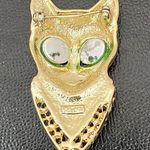 Vintage A.J.C. Signed Egyptian Cat Green Eyes Gold Photo 4