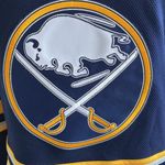 NHL BUFFALO SABERS Hockey Jersey Womens Sz Small Number 28 Zemgus Girgensons Blue Photo 5