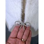 SheIn White Eyelash Knit Cardigan Rhinestone Bow Closures Soft Glam Sweater Photo 1