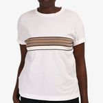 Brunello Cucinelli White Stripe Patterned Crewneck Short Sleeve T-Shirt Size M Photo 0