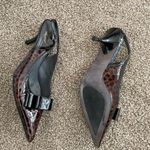 Donald Pliner Black Brown  8.5 Slingbacks High Heels with bow animal print Photo 2