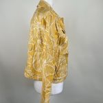 Dennis Basso  Yellow and White Leaf Pattern Button Up Denim Jacket Size 4 NWT Photo 4