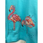 Quacker Factory NWT Quaker Factory Medium Top Cardigan Flamingos Blue Button Up 3/4 Sleeve Photo 2