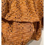 Free People Eyelet Off Shoulder Brown Crop Top Photo 3