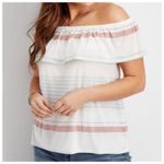 Maurice's Striped Pastel Flowy Off Shoulder Blouse 0X Photo 4