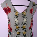 Lola P M Dress Midi Gray Boho Floral Handkerchief Crochet V Neck Size M Photo 4