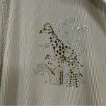 Vintage Hana Striped Giraffe Rhinestone Button Down Shirt Womens L Quirky Zoo Green Size L Photo 4