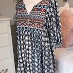 Umgee  Babydoll Short Dress Flowy Navy Blue Floral Boho Tunic Photo 0
