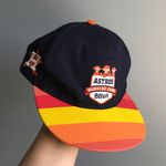 NAVY BLUE/ORANGE STRIPED HUSTON ASTROS SNAPBACK BASEBALL CAP HAT Orange Photo 1