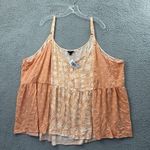 Torrid NWT Babydoll Crinkle Gauze Cami Tank Top Peach Floral Boho Beach Size 5XL Photo 0
