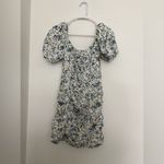MABLE white floral ruched puff sleeve mini dress size S Photo 4