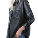 French Connection  Black Faux Leather Shirt Jacket Size Small Photo 0
