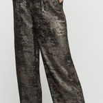 BCBGMAXAZRIA  Wide‎ Leg Metallic Foil Belted Pants Size Medium Photo 0