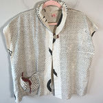 Cupcake‎ Abstract Cream Lotus Print Single Button Shirt Sz XL Black Photo 0