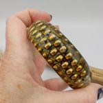 Vintage Lucite Resin Gold Ball & Brass Bangle Bracelet Gold Photo 5