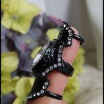 Black and Crystal Full Finger Adjustable Ring Photo 3