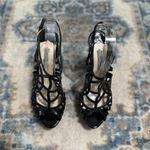 Prada Black Patent Leather Caged Platform Sandals Size 38.5/7.5 Photo 3