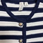 Joie  Navy & White Striped Knit Vest | Gold Button Old Money Preppy Top Photo 3