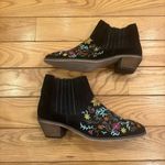 Nordstrom Diba Black Suede Embroidered Floral Boho Ankle Booties Size 7.5. Photo 6