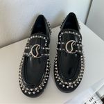 Christian Louboutin  CL Moc Lug Spikes Leather Loafers Authentic in Black 36.5 Photo 3
