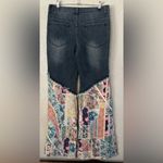 70’s Womens Mid Rise Jeans Patchwork Bell Bottom Pants Washed Denim Size S New Black Photo 13