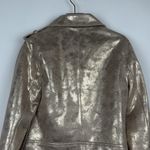 Sunset+Spring Gold Metallic Faux Leather Biker Jacket Size XS Photo 5