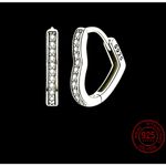 Boutique NEW White Gold-Plated S925 Simulated Diamond Heart Hoop Earrings, 14mm Photo 3