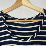 Draper James Navy Blue & White Stripe Short Sleeve T-Shirt L Photo 3
