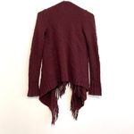 Hollister Fringe Blanket Cardigan Burgundy Maroon Red Open Draped WOOL Sweater Photo 9