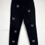 PacSun  Black Silver Butterfly Studded Ultra High Rise Slim Jeans Womens 27 Mom Photo 0