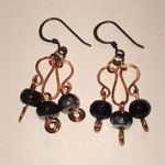 Elegant Copper and Black Metallic Gray Beaded Boho Dangle Earrings Brown Photo 1