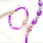 VINTAGE Beaded Necklace/Bracelet Purple & Gold Photo 1