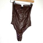 ZARA BLOGGER'S FAVE  Strapless Faux Leather Bodysuit Brown Photo 5
