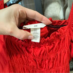 H&M smocked babydoll top long sleeve blouse square neck bell puff ruffles Photo 3