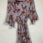 Victoria's Secret Victoria Secret Purple Floral Bell Sleeve Robe Womens S Belted Short Kimono Photo 5