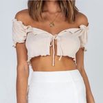 Womens NWT Princess Polly Beige Tie Front Crop top size Medium (10) Photo 0