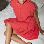 ZARA Button Down Coral Mini Shirt Dress Viscose Short Sleeve Size XL NEW Photo 0