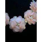 Elegant Pastel Pink Floral Blossom Crystal Statement Necklace silver Adjustable Photo 6