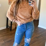 Boutique NWT Faux Fur Tan Comfy Crop Pullover Photo 0