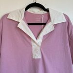 Everlane NWT  The Oversized Rugby Polo Shirt Pink Purple Organic Cotton XS Photo 3
