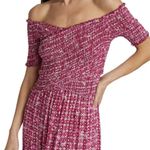 Poupette St. Barth Soledad Ruched Smocked Midi Dress in Pink Hyeres Large Photo 1