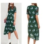 Maje  Rowers Imprime Green Floral‎ Midi Asymmetrical Hem Lace Neck Dress Size 1 Photo 1